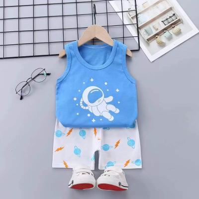 China Factory direct sale cartoon vest suit boy two-piece outfit children's breathable cotton short-sleeved shorts for sale