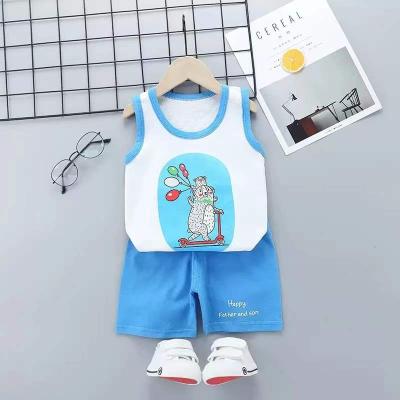 China Factory direct sale cartoon vest suit boy two-piece outfit children's breathable cotton short-sleeved shorts for sale