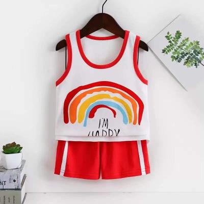 China Factory direct sale cartoon vest suit boy two-piece outfit children's breathable cotton short-sleeved shorts for sale