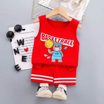 China Factory direct sale cartoon vest suit boy two-piece outfit children's breathable cotton short-sleeved shorts for sale