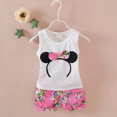 China Factory direct sale cartoon vest suit girls two-piece outfit children's breathable cotton short-sleeved shorts for sale