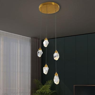 China Adjustable length hotel brass decorative living room hanging luxury modern mini drop k9 crystal pendant light for sale