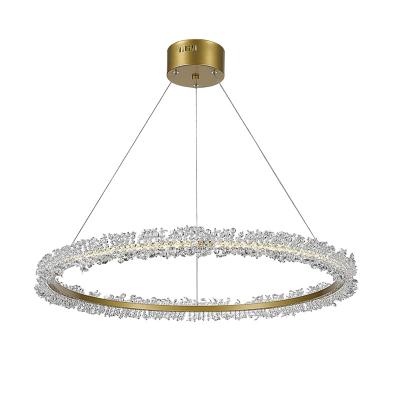 China High Quality Adjustable Length Decorative Luxury Led Chandelier Ring Lamp Gold Circle Modern Hanging Pendant Light for sale