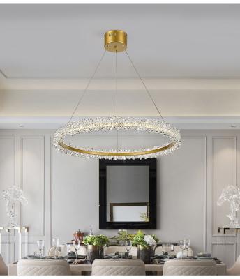 China Wholesale Length Adjustable Round Chandelier Indoor Lamp Gold Pendant Light Decor Crystal Hanging Modern Chandelier for sale