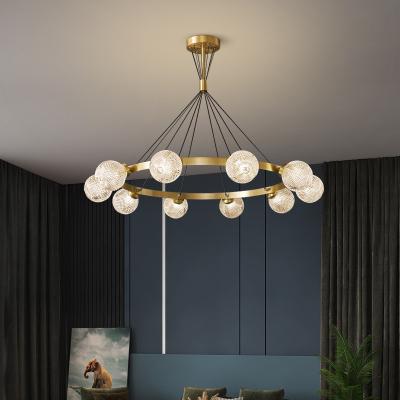 China Length Adjustable Classic Styles Restaurant Indoor Luxury Ring Pendant Light Modern Gold Hanging Glass Chandelier for sale