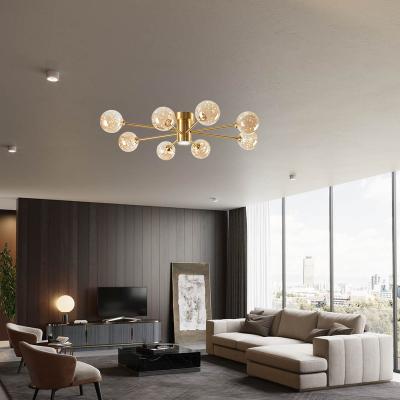 China Modern New Design Round Bedroom Interior Luxury Lamp Ceiling Light Brass Glass Decorative Fixtures for sale