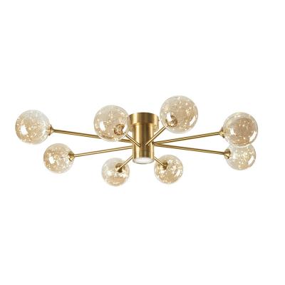 China Zhongshan Modern Factory Modern Bedroom Restaurant Chandelier Indoor Brass Glass Ceiling Light for sale