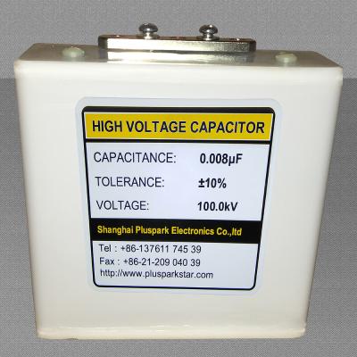 China General Purpose Capacitor 100kV 8nF, Pulse Capacitor 0.008uF 100kV, Fast Pulse Capacitor Double Ended for sale