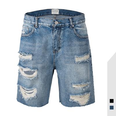 China 2022 Summer New Arrival Customization 100%Cotton Stylish Men's Shorts Anti-Wrinkle For Popular High Street Hip Hop Hole Jeans Wholesale for sale