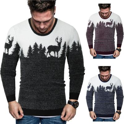 China New arrival fashion anti-pilling long sleeve men's knitwear sweater Christmas tree deer anti-pilling leisure sweater printing for OEM ODM wholesale for sale