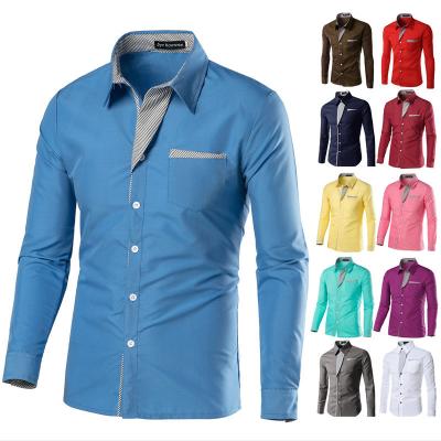 China Fashionable men's full patchwork anti-pilling shirts anti-pilling oxford single sleeve new designs wholesale casual white hot sale striped shirts for sale