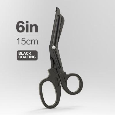 China EMT & FIRST AID 6 Inch Bandage Scissors with Black Fluoride-Coated, Medical and Trauma Shears, Stainless Steel First Aid Scissors, Customization for sale