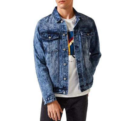 China Dark blue distressed casual jacket denim jacket men's longchan lattice gz windproof SKYKINGDOM fashion denim jackets for sale