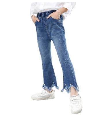 China SKYKINGDOM bead gz breathable kids wholesale boutique longchan pants casual flare pants girls jeans trousers for sale