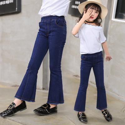 China SKYKINGDOM kid's rocket blue jeans gz breathable denim lattice kids fashion boutique kids bell bottom lattice wholesale longchan for sale