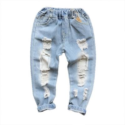 China Elastic Waist Jean Pants Ripped Straight Jeans by SKYKINGDOM gz kids breathable longchan jeans manufacturers for kids boy for sale