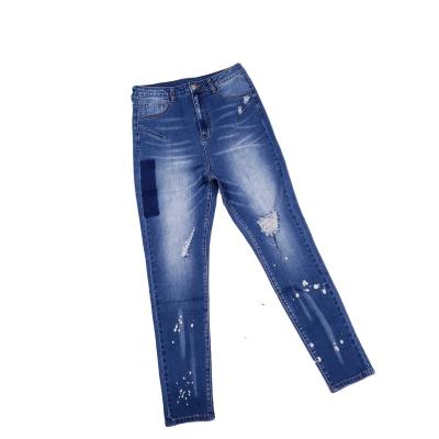 China New arrival SKYKINGDOM blue high waist QUICK DRY jeans pants women ripped skinny jeans women for sale