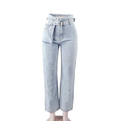 China SKYKINGDOM new design QUICK DRY jeans high waist vintage fashion women's light blue jeans for sale