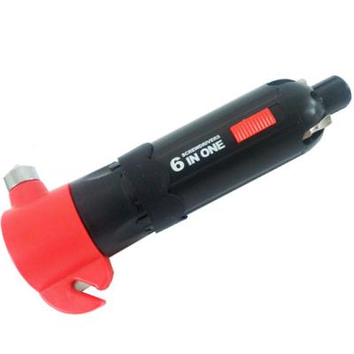 China ABS PA PP 45# STEEL A3 STEEL 6 in 1 Car Emergency Hammer with Torch QC-176 for sale