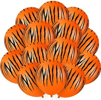 China Jungle Birthday Party/Baby Shower Tiger Stripes Latex Balloons Funny Tiger Print Balloons for Jungle Birthday Party Decoration for sale