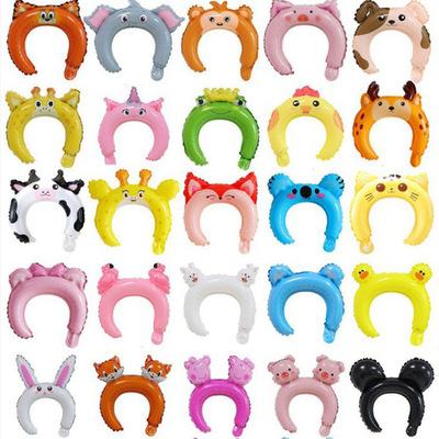 China For safari party jungle party luau party zoo animal headbands wholesale wildlife balloon inflatable hair circle for safari party jungle party luau party for sale