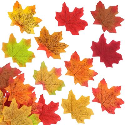 China Wholesale Contemporary 50pcs 3in*3.3in Mixed Colored Artificial Autumn Maple Leaves For Weddings Events Thanksgiving Day Decorations for sale