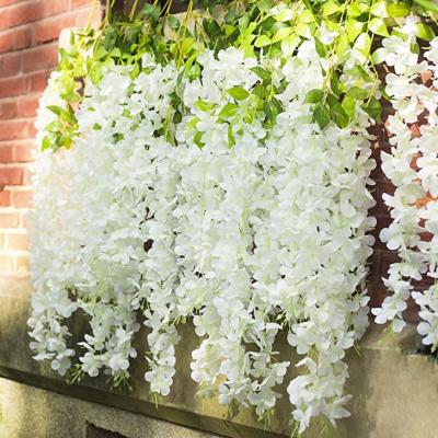 China Farmhouse 45 Inch Mix Color Wisteria Artificial Flower Silk Bushy Vine Ratta Garland Hanging For Wedding Party Greenery Ofice Wall Decor for sale