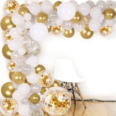 China Party Decoration 138Pcs DIY Arch Garland Kit Party Balloons Gold Confetti Silver White Balloons For Wedding Birthday Decoration for sale