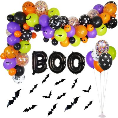 China Party Decoration 92 Pcs Halloween Balloons Garland Kit Latex BOO Foil Confetti Balloon for Halloween Party Decoration for sale