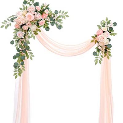 China Ceremony and Reception Backdrop Decoration Artificial Rose Flower Arrangement Set for Wedding Ceremony Floral Decoration Blush and Cream for sale