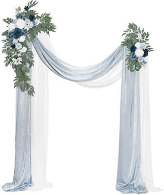 China Ceremony and Reception Backdrop Decoration Wholesale Dusty Blue Artificial Arch Flower Layout Set for Wedding Ceremony Floral Decoration for sale