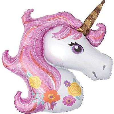 China Party Decoration 2 Pcs Large Unicorn Foil Balloon Rainbow Unicorn Balloon For Birthday Unicorn Party Decorations for sale