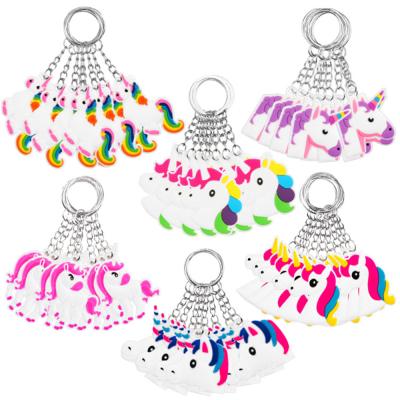 China Wholesale Cheap Party Decoration Soft PVC Lovely Unicorn Animal Rubber Keychain For Girls Unicorn Birthday Decorations for sale