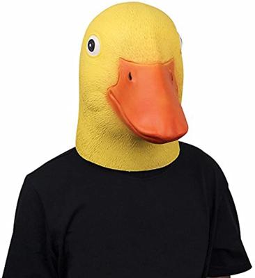 China Halloween Wholesale Novelty Deluxe Mask Yellow Duck Head Mask Latex Animal Mask for sale