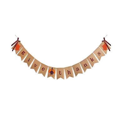 China Festival Decoration Thanks Giving Banner Burlap Garland Thanksgiving Day Friends Giving Party Home Decoration for sale