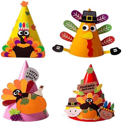 China Festival Decoration DIY Thanksgiving Turkey Craft Hat Party Hats For Thanksgiving Party Play School Activities Decoration for sale