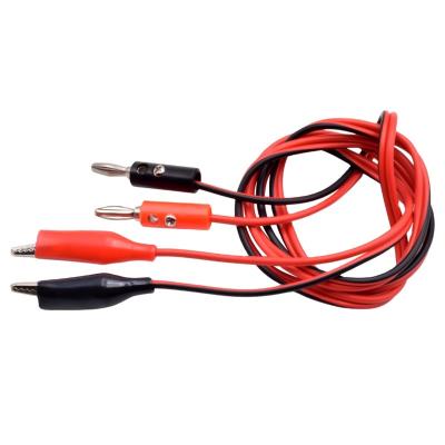 China Plastic 1 Pair 1M Red Black Jumper Wires Power Cord Connector Banana Plug to Crocodile Alligator Clips Clamp 4mm Test Probe Lead Cable for sale