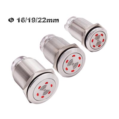 China Stainless Steel 19mm 22mm 12V 24 Volt Small Electric Metal Sound Intermittent Buzzer Red LED Warning Indicator Flashing Light Sonore Alarm Siren for sale