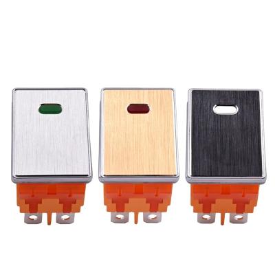 China Brushed Aluminum Waterproof KCD4 Power LED Light Aluminium Panel Metal Rocker Switch 16A with 4 6 Pin ON-ON ON OFF DPST Illuminate Red Green Blue for sale