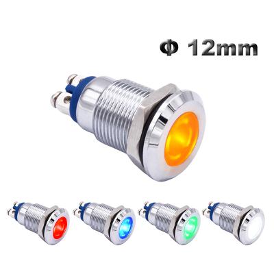 China Chrome 12mm Electric Metal RGB LED Indicator Light Waterproof Green Red Blue 12V 24V 48V 220V Screw Terminal  Signal Pilot Lamp for Car for sale