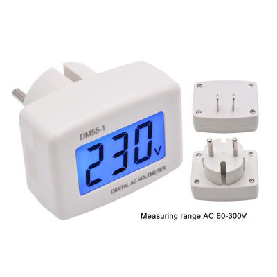 China ABS DM55-1 LCD Display Digital Plug AC 80- 300V Voltmeter Electric US EU Socket Plug Volt Voltage Power Meter Monitor Tester 220V for sale