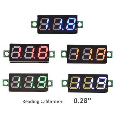 China Plastic 0.28 Inch Mini DC 2.5-30V 0-100V LED Digital Voltmeter Motorcycle Volt Tester with Voltage Gauge Meter  Electrical 2-wire 3 Wire for sale