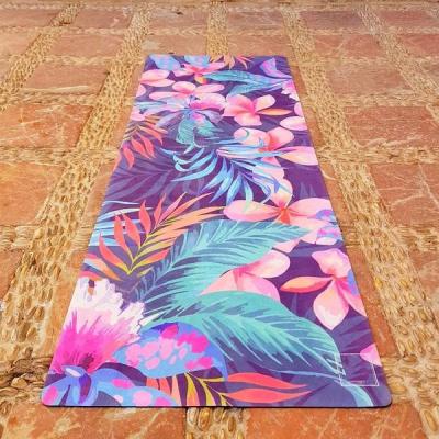 China High End Natural Rubber Suede Natural Rubber Vegan Yoga Custom Hot Selling Floral Mat for sale