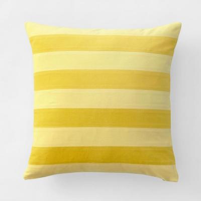 China Wholesale OEM Cushion Suppliers Two Tone Velvet Striped Bright Yellow Square Anti-Static Cushion for sale