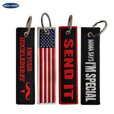 China High Quality Polyester Chained Main Lanyard Custom Short Car Embroidery Key Chain Embroidery Lanyards With Metal Buckle for sale