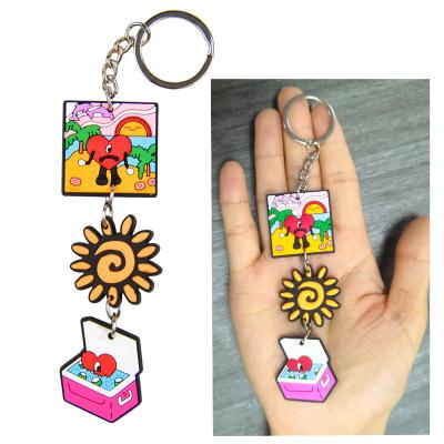 China Wholesale Key Holder 3pcs Set Hot Popular Key Chain Bad PVC Rabbit Soft Rubber Key Rings As Gifts For Friends Kids for sale