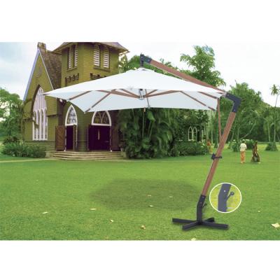 China Garden Commercial Grade Cafe Traditional Outdoor Wooden Cantilever Umbrella for sale