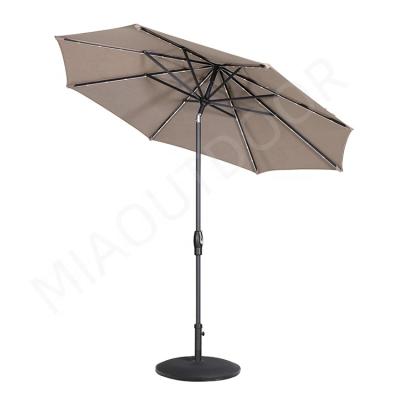 China Modern Beer Beach Sun Umbrella Garden Auto Tilt Crank Custom Aluminum Advertising Decorative Outdoor Restaurant Led Patio Umbrella for sale