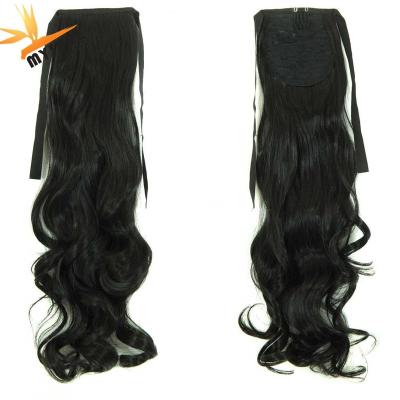 China Long Curly Ribbon Ponytail Synthetic Virgin Cuticle Aligned Hair With Ribbon for sale