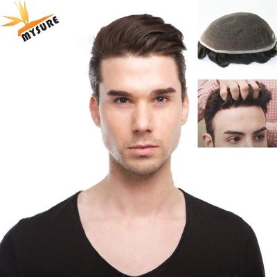 China Free Shipping Free Style Lace Hairline Mens Toupee Mens Hairpiece Swiss System Hair Replacement Invisible Toupee For Men for sale